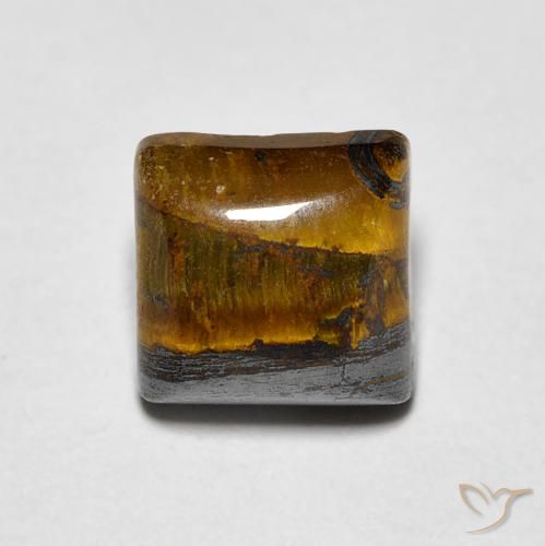 1.43ct Naturel Medium Dark-Brown Œil de tigre, Carré, Opaque