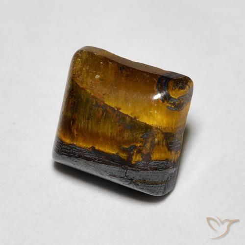 Œil de tigre Medium Dark-Brown naturelle Carré, 1.43 ct, Opaque