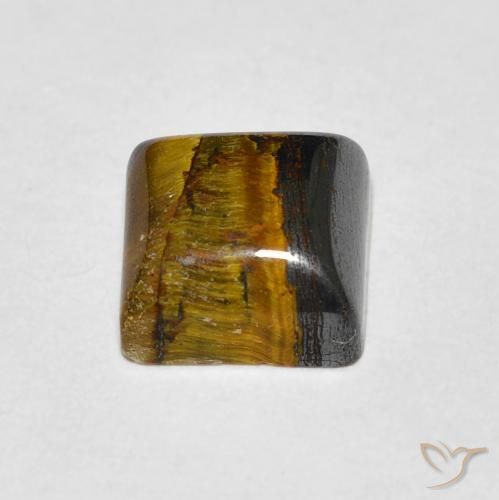 Œil de tigre Medium Dark-Brown naturelle Carré, 1.43 ct, Opaque
