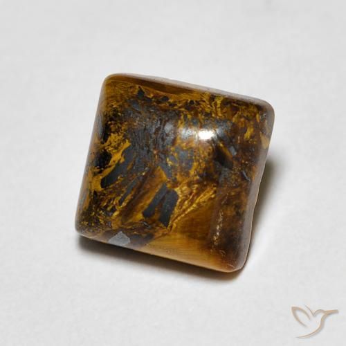 Œil de tigre Medium Light-Brown naturelle Carré, 1.45 ct, Opaque