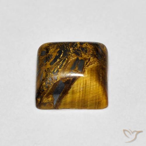 Œil de tigre Medium Light-Brown naturelle Carré, 1.45 ct, Opaque
