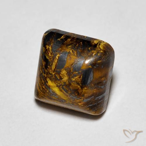 1.53ct Naturel Brun caryer Œil de tigre, Carré, Opaque