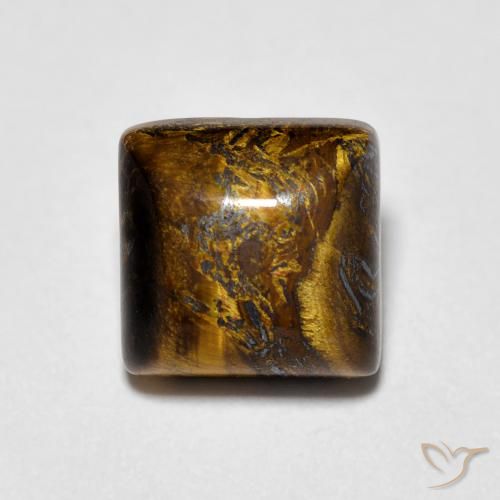 1.34ct Naturel Medium Light-Brown Œil de tigre, Carré, Opaque