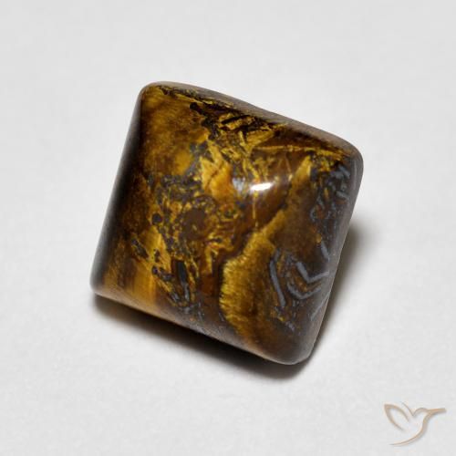 Œil de tigre Medium Light-Brown naturelle Carré, 1.34 ct, Opaque