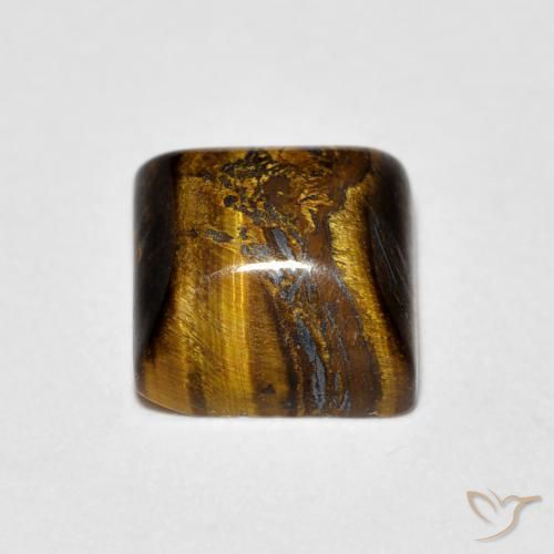 Œil de tigre Medium Light-Brown naturelle Carré, 1.34 ct, Opaque