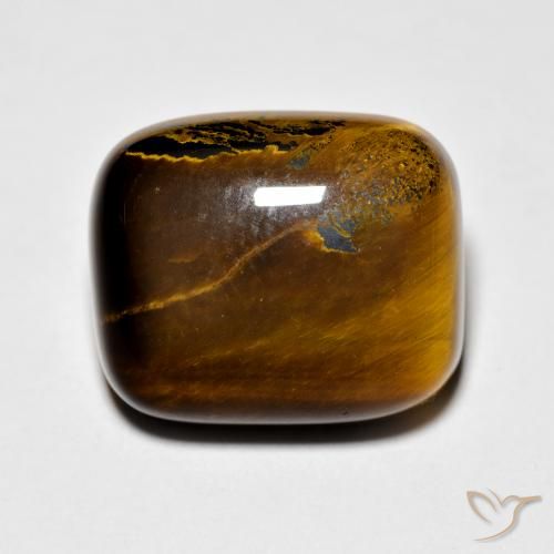 Œil de tigre Marron jaunâtre naturelle Coussin, 8.75 ct, Opaque