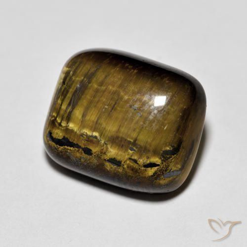 Œil de tigre Brun doré naturelle Coussin, 9.41 ct, Opaque