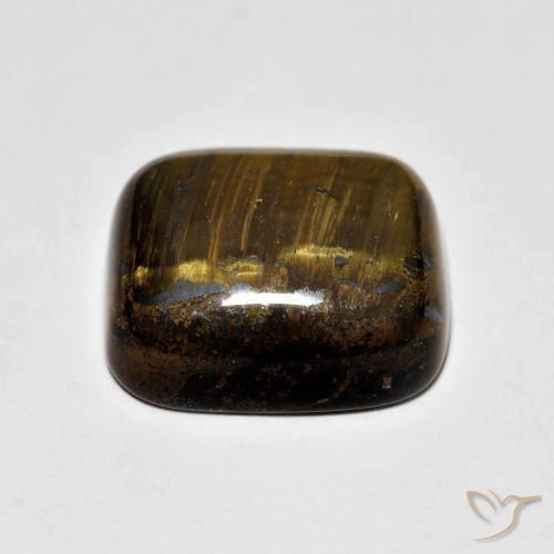 Œil de tigre Brun doré naturelle Coussin, 9.41 ct, Opaque