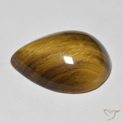 Œil de tigre Marron jaunâtre naturelle En forme de poire, 13.46 ct, Opaque