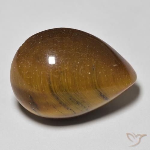 Œil de tigre Brun doré naturelle En forme de poire, 13.68 ct, Opaque