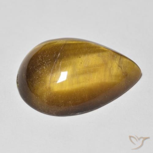 Œil de tigre Marron jaunâtre naturelle En forme de poire, 13.04 ct, Opaque