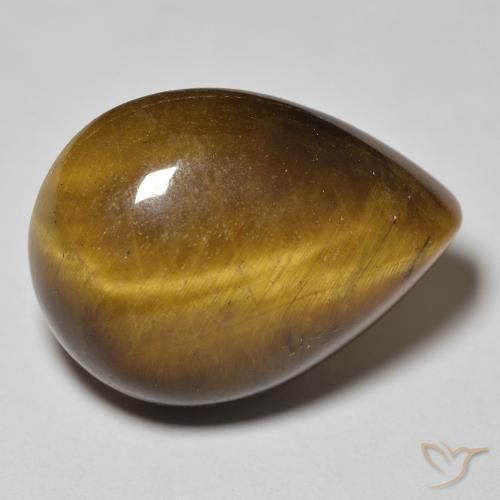 Œil de tigre Marron jaunâtre naturelle En forme de poire, 15.78 ct, Opaque