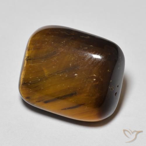 Oeil de Tigre Brun doré naturelle Coussin, 8.44 ct, Opaque