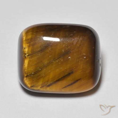Oeil de Tigre Brun doré naturelle Coussin, 8.44 ct, Opaque