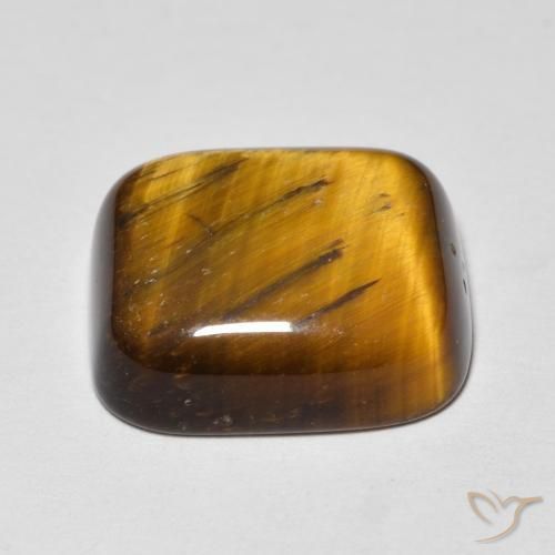 Oeil de Tigre Brun doré naturelle Coussin, 8.44 ct, Opaque