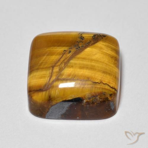 Oeil de Tigre Marron chaud naturelle Coussin, 6.28 ct, Opaque