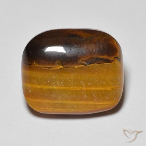 7.65ct Naturel Brun doré Œil de tigre, Coussin, Opaque