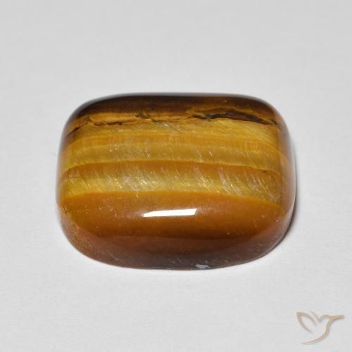 Œil de tigre Brun doré naturelle Coussin, 7.65 ct, Opaque