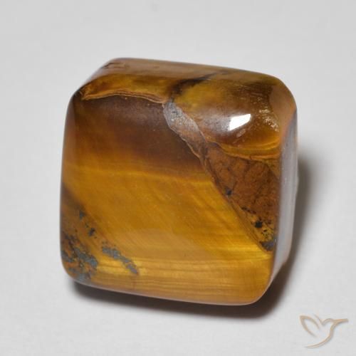 Œil de tigre Brun doré naturelle Coussin, 6.04 ct, Opaque