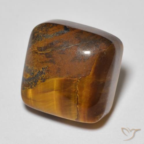 Œil de tigre Brun doré naturelle Coussin, 6.48 ct, Opaque