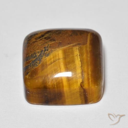 Œil de tigre Brun doré naturelle Coussin, 6.48 ct, Opaque