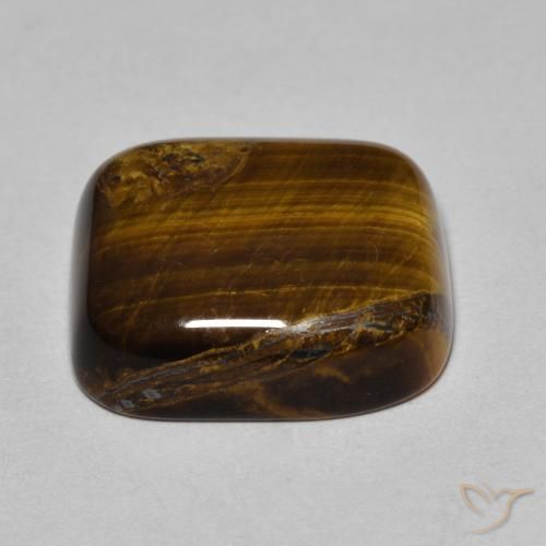 Œil de tigre Brun doré naturelle Coussin, 8.34 ct, Opaque