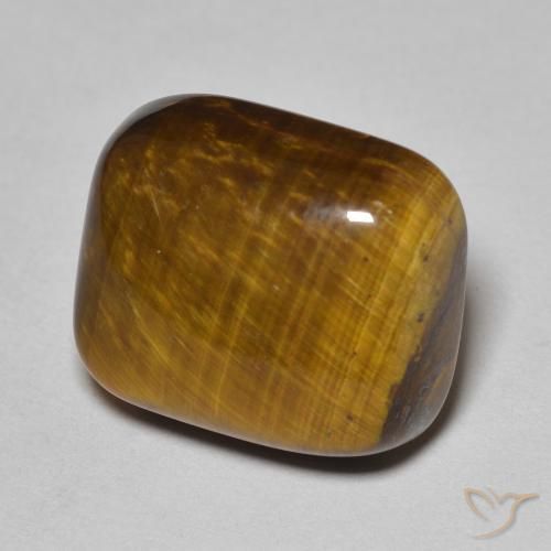 Œil de tigre Brun doré naturelle Coussin, 8.84 ct, Opaque