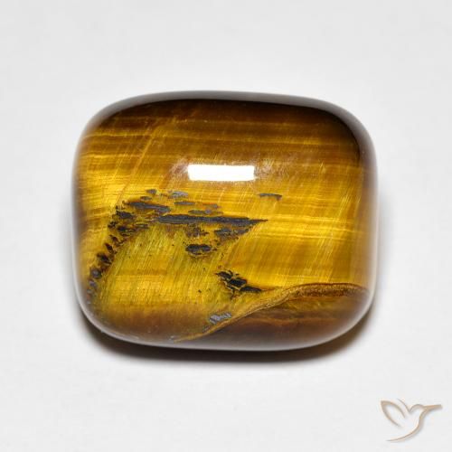 Œil de tigre Brun doré naturelle Coussin, 9.01 ct, Opaque