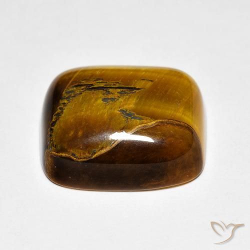 Œil de tigre Brun doré naturelle Coussin, 9.01 ct, Opaque