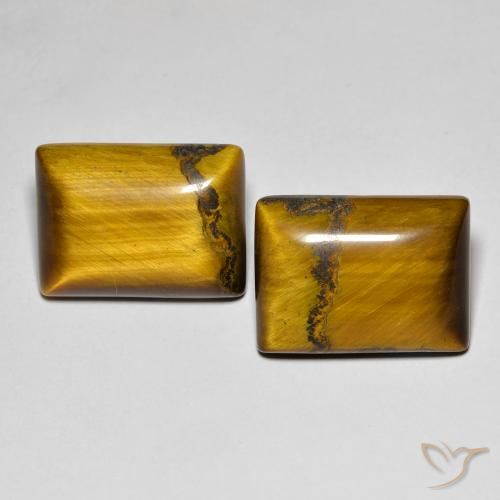 19.66ctw Naturel Brun moyen Œil de tigre, Baquette, Opaque