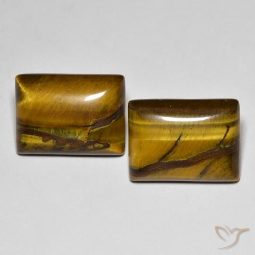 18.41ctw Naturel Marron chaud Œil de tigre, Baquette, Opaque