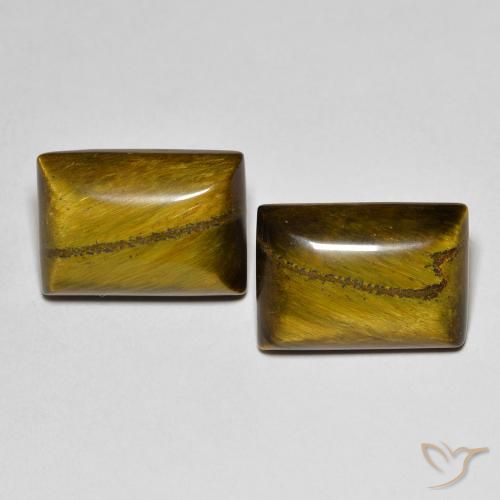 14.11ctw Naturel Brun moyen Œil de tigre, Baquette, Opaque