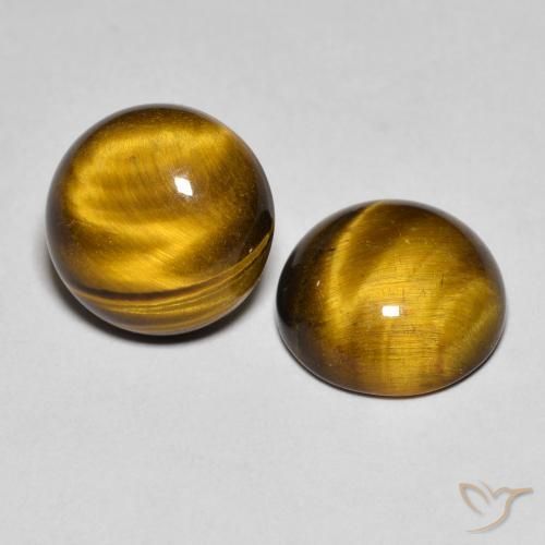 Achetez naturel 7.56ct Marron chaud Oeil de Tigre gems, Coupe roude, En provenance Thaïlande chez GemSelect. En stock, livraison internationale!