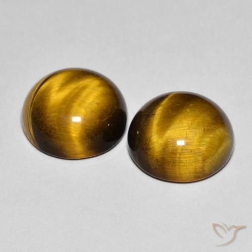 Achetez naturel 7.56ct Marron chaud Oeil de Tigre gems, Coupe roude, En provenance Thaïlande chez GemSelect. En stock, livraison internationale!