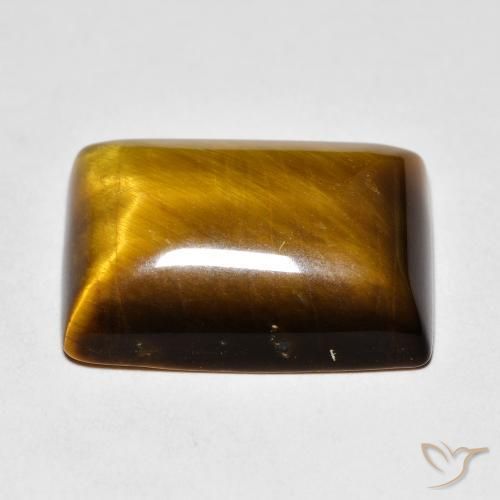 Œil de tigre Medium Light-Brown naturelle Baquette, 13.65 ct, Opaque