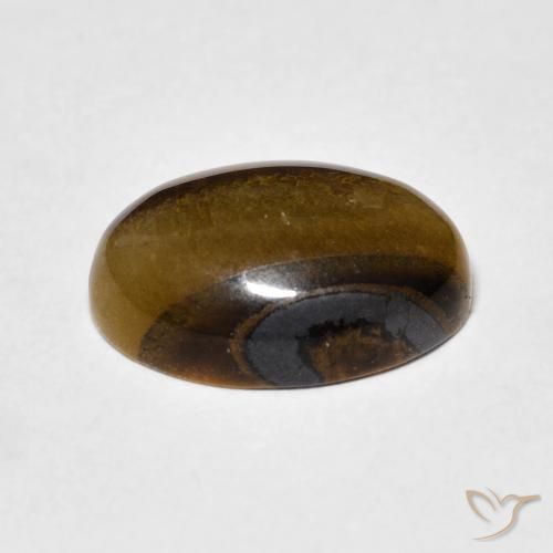 Œil de tigre Marron jaunâtre naturelle ovale, 5.64 ct, Opaque