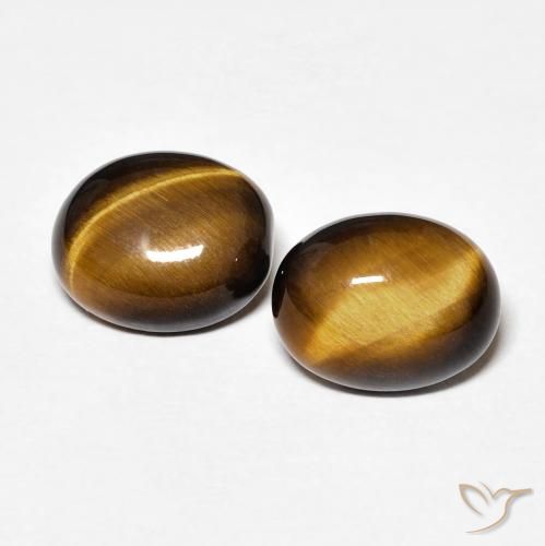 3.30ctw Naturel Medium Dark-Brown Œil de tigre, ovale, Opaque