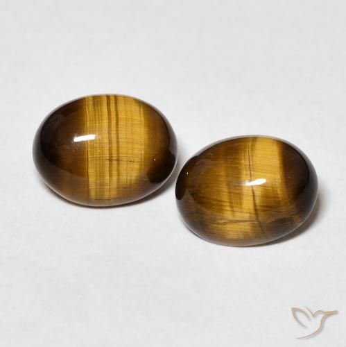 3.21ctw Naturel Brun moyen Œil de tigre, ovale, Opaque