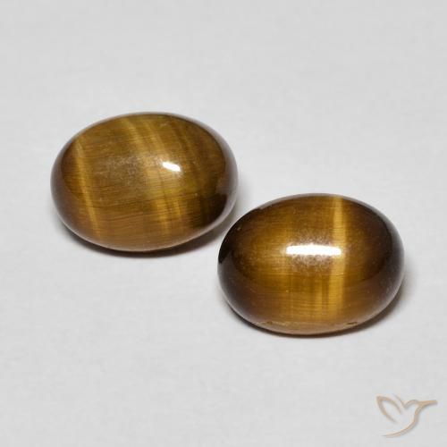 2.84ctw Naturel Brun moyen Œil de tigre, ovale, Opaque