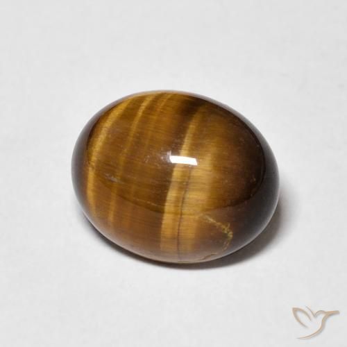 Œil de tigre Marron jaunâtre naturelle ovale, 3.75 ct, Opaque