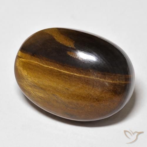 Œil de tigre Brun moyen naturelle ovale, 26.42 ct, Opaque