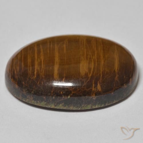 Œil de tigre Brun moyen naturelle ovale, 28.66 ct, Opaque
