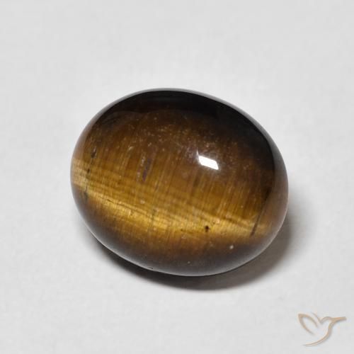 Œil de tigre marron jaunâtre naturelle coupe ovale, 4,79 ct, opaque