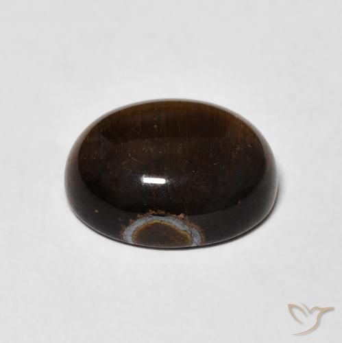 Œil de tigre marron jaunâtre naturelle coupe ovale, 4,79 ct, opaque