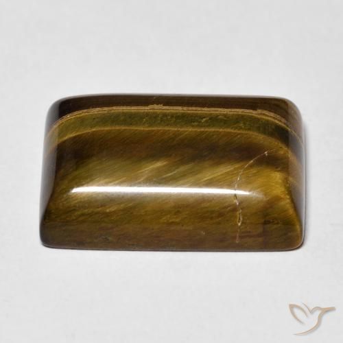 Œil de tigre Marron jaunâtre naturelle Baquette, 15.09 ct, Opaque