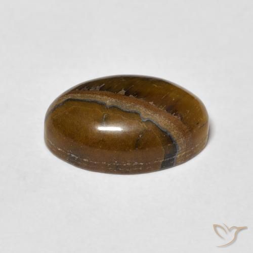 Œil de tigre Marron jaunâtre naturelle ovale, 4.24 ct, Opaque