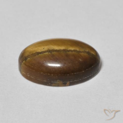 Oeil de Tigre Marron jaunâtre naturelle ovale, 3.78 ct, Opaque