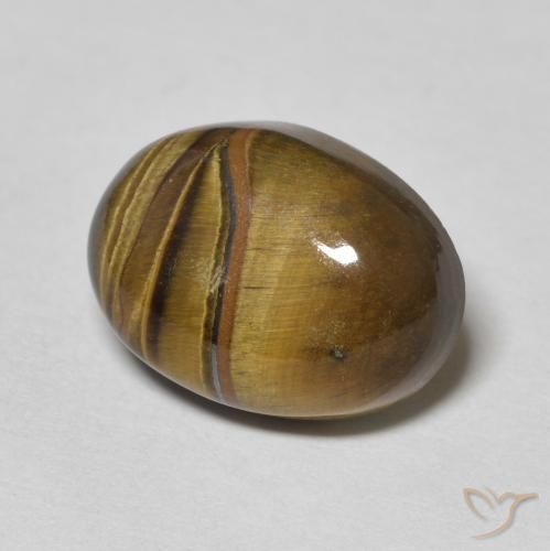 Œil de tigre Marron jaunâtre naturelle ovale, 6.95 ct, Opaque