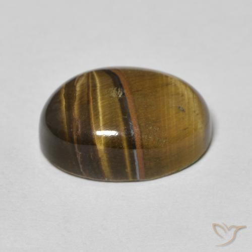 Œil de tigre Marron jaunâtre naturelle ovale, 6.95 ct, Opaque