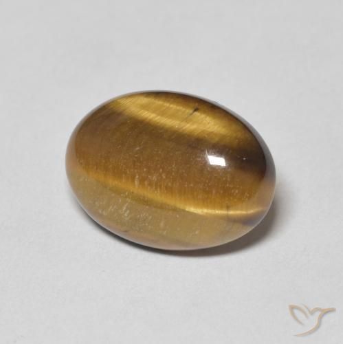 Oeil de Tigre Marron jaunâtre naturelle ovale, 5.46 ct, Opaque